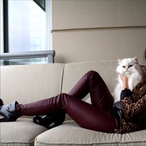 🆕 Burgundy Leather Legging • sz small • Vegan